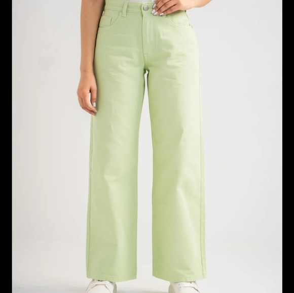 Talbots stretch lime green straight leg pants jeans size 6P - Picture 1 of 15